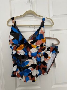 Calvin Klein abstract Print Women's Tankini XL NWT